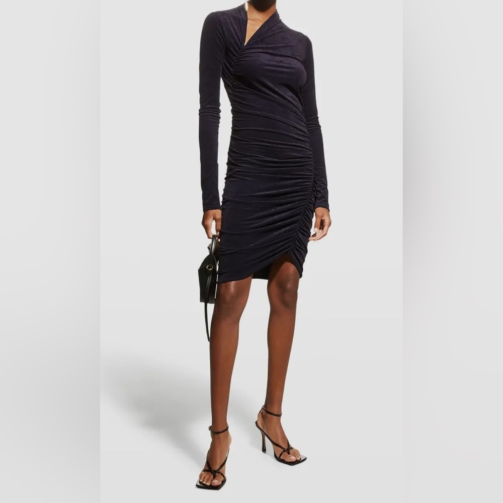 A.L.C. Women's Blue Mick Long Sleeve Ruched Cocktail Dress Size XL